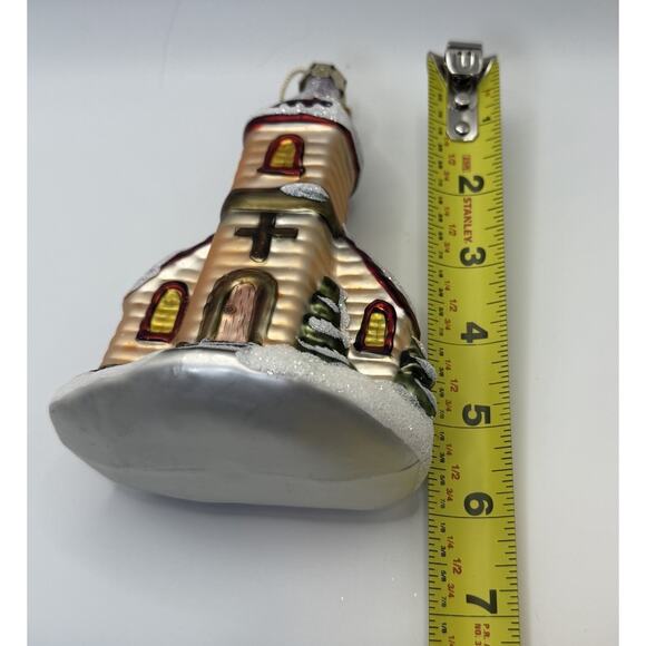 Vintage Old World Christmas Ornament Blown Glass Church - Picture 7 of 8